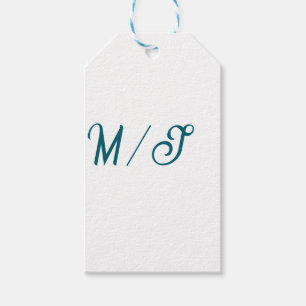 Turquoise monogram wedding couple name simple styl gift tags