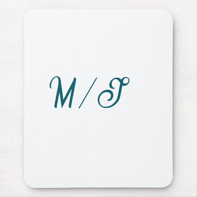 Turquoise monogram wedding couple name simple styl mouse pad (Front)
