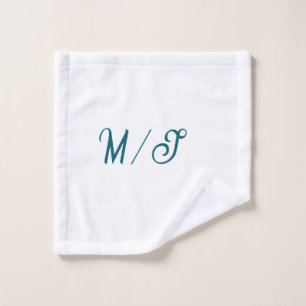 Turquoise monogram wedding couple name simple styl wash cloth