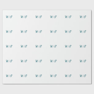 Turquoise monogram wedding couple name simple styl wrapping paper
