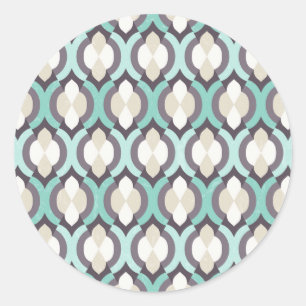 Turquoise Moroccan Pattern Classic Round Sticker