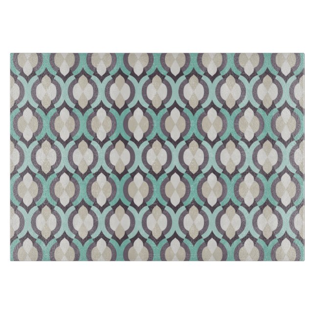 Turquoise Moroccan Pattern Cutting Board (Front)