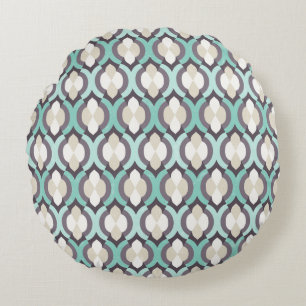 Turquoise Moroccan Pattern Round Cushion