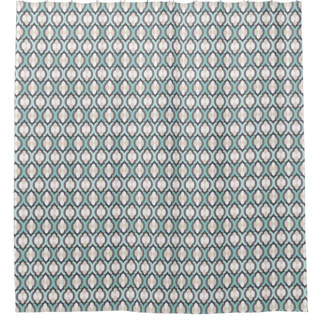 Turquoise Moroccan Pattern Shower Curtain (Front)