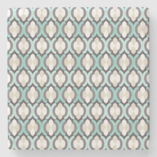 Turquoise Moroccan Pattern Stone Coaster
