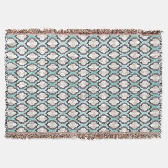 Turquoise Moroccan Pattern Throw Blanket (Front)