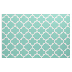 Turquoise Moroccan Quatrefoil Trellis Fabric