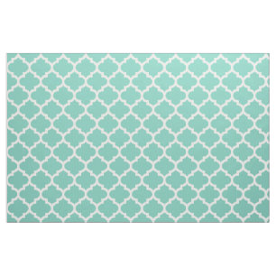 Turquoise Moroccan Quatrefoil Trellis Fabric