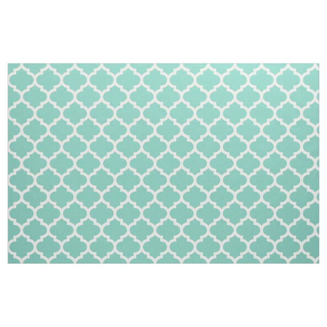 Turquoise Moroccan Quatrefoil Trellis Fabric (Yard)
