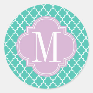 Turquoise Moroccan Tiles Lattice Personalised Classic Round Sticker