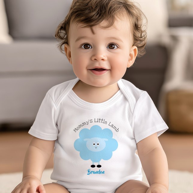 Turquoise Mummy’s Little Lamb Baby Boy Cute Simple Bodysuit (Creator Uploaded)