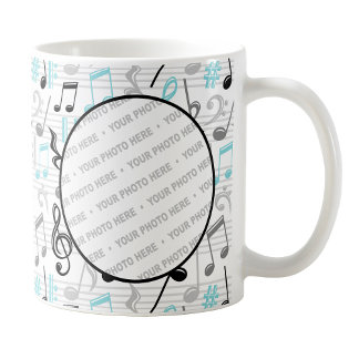 Turquoise Music Pattern Photo Mug