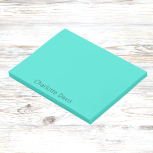 Turquoise name post-it notes
