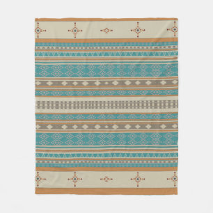 Turquoise Native Tribal Fleece Blanket