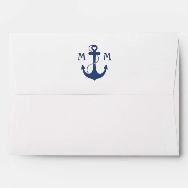 Turquoise Nautical Heart Anchor Envelopes (Back (Top Flap))