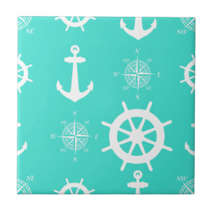 Turquoise Nautical Pattern Tile