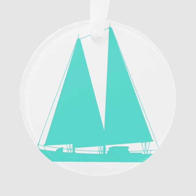 Turquoise Nautical Sailboat Ornament (Front)
