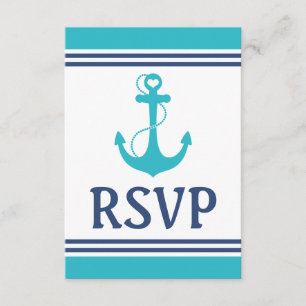 Turquoise Nautical Wedding RSVP