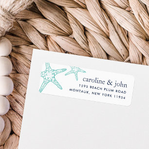 Turquoise & Navy Starfish Return Address