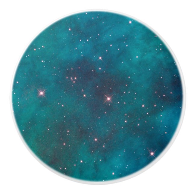 Turquoise Nebula Sparkling Stars Ceramic Pull (Front)