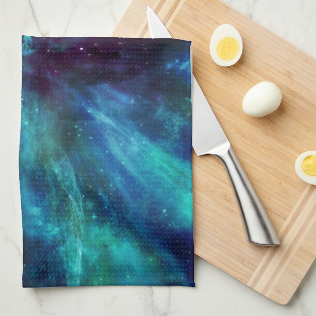 Turquoise Nebula  Tea Towel (Quarter Fold)