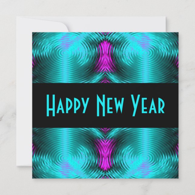 turquoise new year invitation (Front)