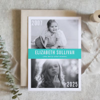 Turquoise Now and Then Photo Collage Graduation