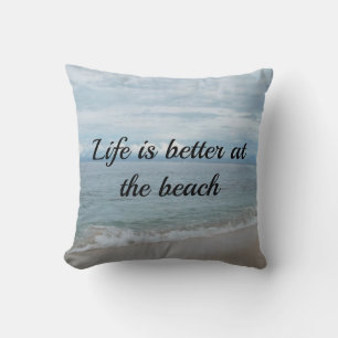 Turquoise ocean, sandy beach with text cushion