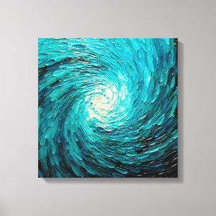 Turquoise Ocean Vortex Abstract Canvas Print