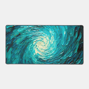 Turquoise Ocean Vortex Abstract Desk Mat