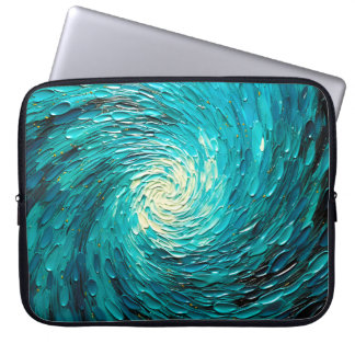 Turquoise Ocean Vortex Abstract Laptop Sleeve
