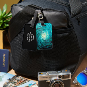 Turquoise Ocean Vortex Abstract Luggage Tag
