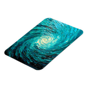 Turquoise Ocean Vortex Abstract Magnet