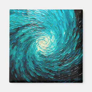 Turquoise Ocean Vortex Abstract Magnet
