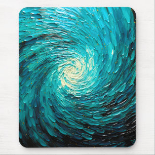 Turquoise Ocean Vortex Abstract Mouse Pad