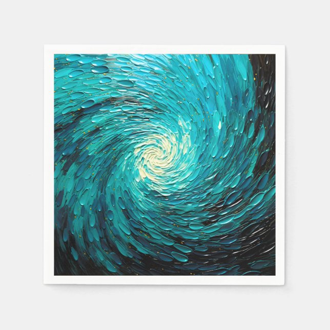 Turquoise Ocean Vortex Abstract Napkin (Front)