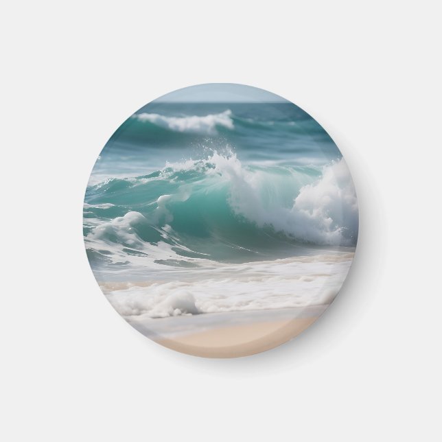 Turquoise Ocean Wave Crashing Shore Magnet (Front)
