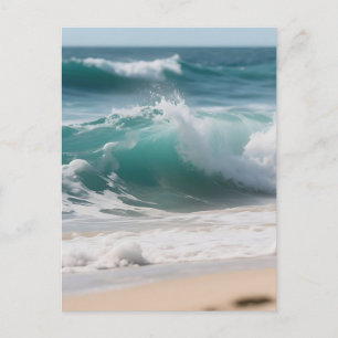 Turquoise Ocean Wave Crashing Shore Postcard