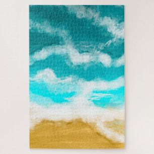 Turquoise Ocean Waves Hitting the Sand Jigsaw Puzzle