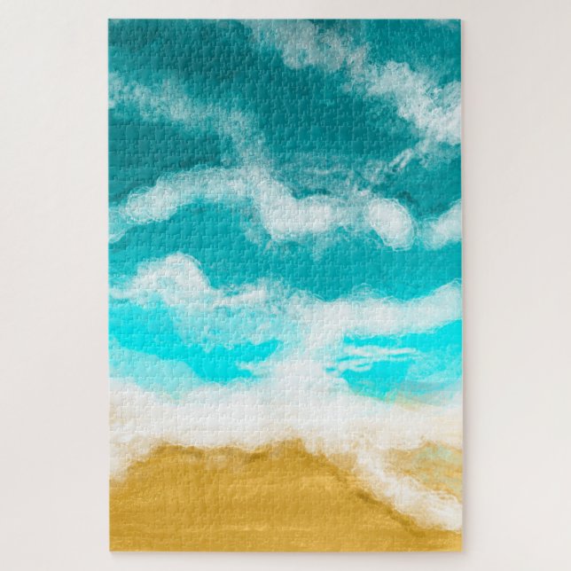 Turquoise Ocean Waves Hitting the Sand  Jigsaw Puzzle (Vertical)