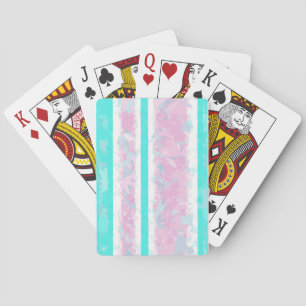 Turquoise, Off-White and Pink Stripe Playing Cards
