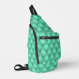 Turquoise Ogee Gold Diamond Tufted Gemstone Sling Bag