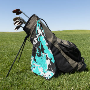 Turquoise Oil Spill Rave Camo Golf Towel