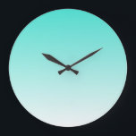 Turquoise Ombre Large Clock<br><div class="desc">Simple white and turquoise gradient background. You can change the background colour to change the ombre colours.</div>