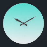 Turquoise Ombre Large Clock<br><div class="desc">Simple white and turquoise gradient background. You can change the background colour to change the ombre colours.</div>
