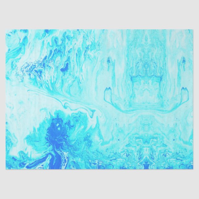 Turquoise Ombre Tie Dye Print Pattern Tissue Paper (Front)