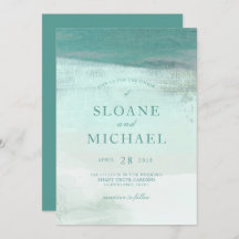 Turquoise Ombre Watercolor Wash Beach Wedding
