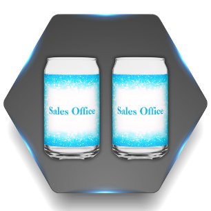 Turquoise on White, Monogram - Glitter   Can Glass