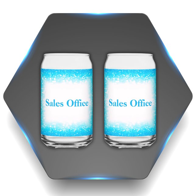 Turquoise on White, Monogram - Glitter | Can Glass (Creator Uploaded)