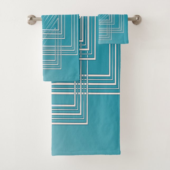 Turquoise opal white bath towel set (Insitu)